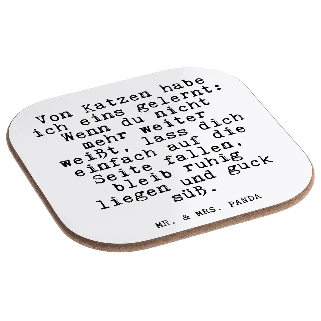 Square coaster Von Katzen habe ich... party, gifts, glass coasters, presents, breakfast, Coasters, gift, saying, sayings, funny, wisdom, quotes, Glizzer Spell Proverbs Wisdom Quotes Funny Wisdom Words