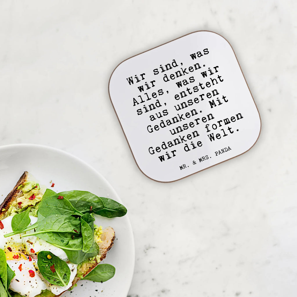 Square coaster Wir sind, was wir... Coasters, party, presents, glass coasters, breakfast, gift, gifts, saying, sayings, funny, wisdom, quotes, Glizzer Spell Proverbs Wisdom Quotes Funny Wisdom Words