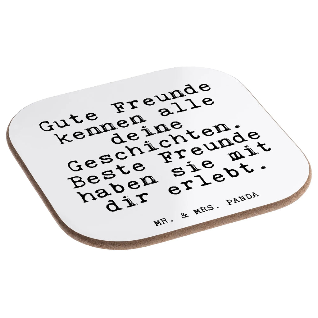 Square coaster Gute Freunde kennen alle... gift, Coasters, party, glass coasters, breakfast, presents, gifts, saying, sayings, funny, wisdom, quotes, Glizzer Spell Proverbs Wisdom Quotes Funny Wisdom Words