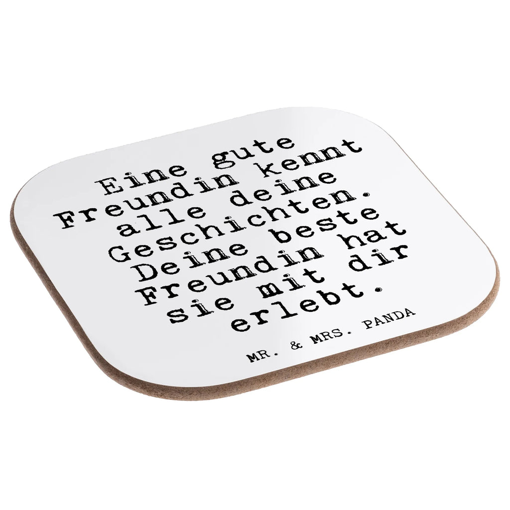 Square coaster Eine gute Freundin kennt... gift, glass coasters, gifts, Coasters, breakfast, party, presents, saying, sayings, funny, wisdom, quotes, Glizzer Spell Proverbs Wisdom Quotes Funny Wisdom Words