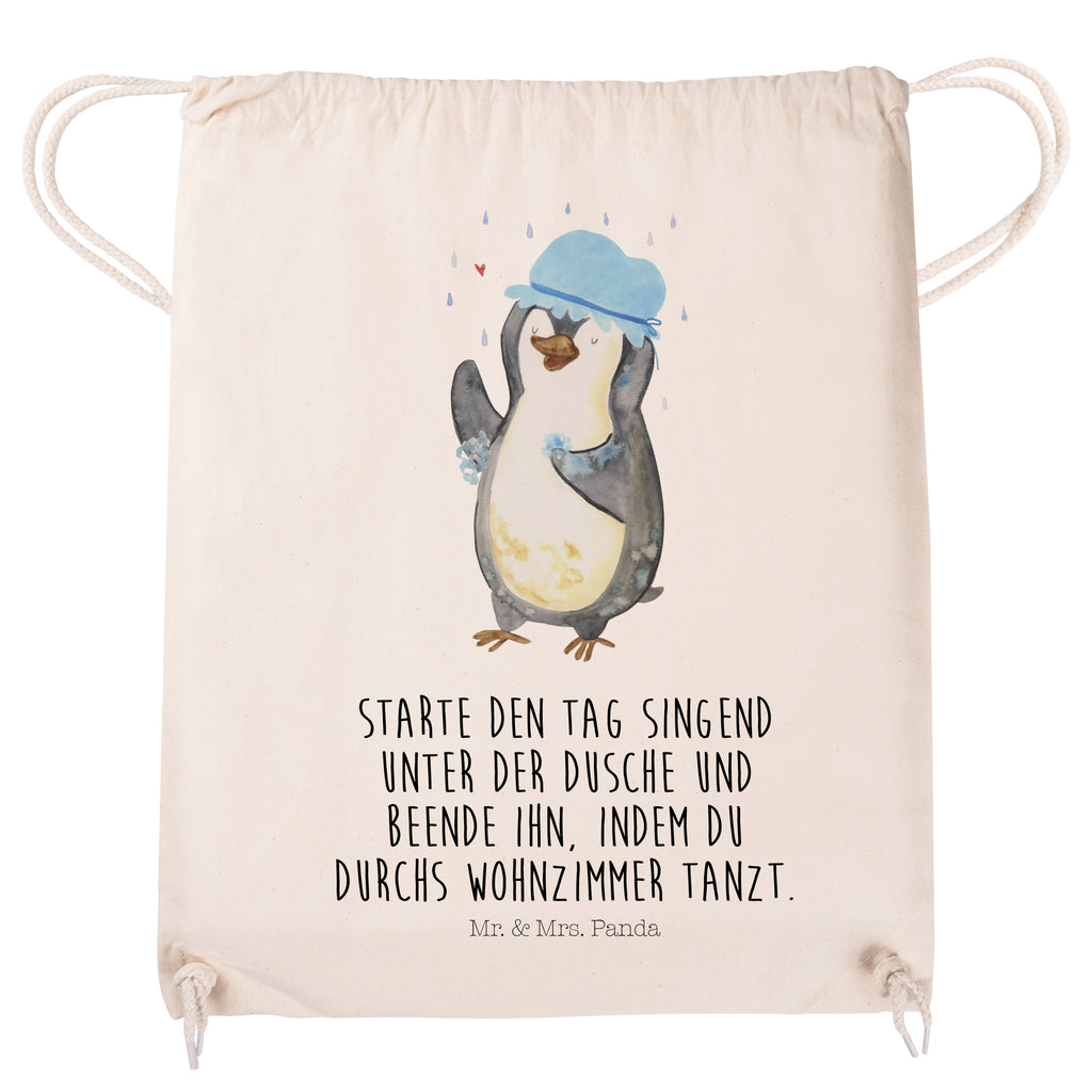 Sportbeutel Pinguin duscht Sportbeutel, Turnbeutel, Beutel, Sporttasche, Tasche, Stoffbeutel, Sportbeutel Kinder, Pinguin, Pinguine, Dusche, duschen, Lebensmotto, Motivation, Neustart, Neuanfang, glücklich sein