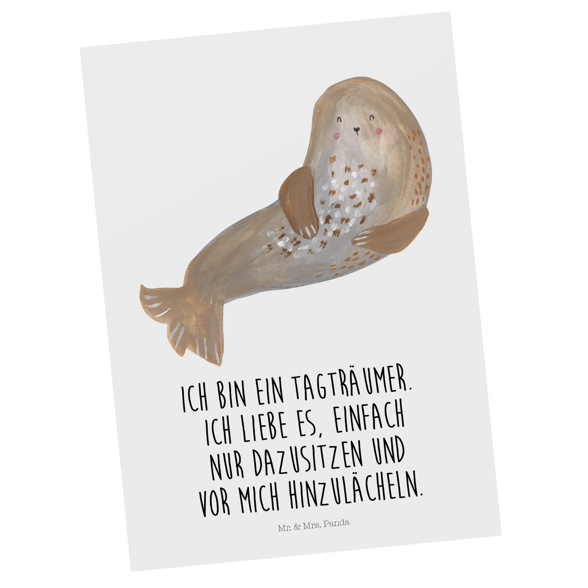 Pocztówka foka śmiech Ansichtskarte, Postkarten, Kunstkarten, Postkarte, kunstkarte, bildkarte, spruchkarte, Grußkarte, einzelkarte, Motivkarte, Ansichtskarten, Fotokarte, Designkarte, Lustige Sprüche, Tiere, Tiermotive, Gute Laune, Robbe, Robben, Meerestier, Ostsee, Strand, Seehund, Nordsee