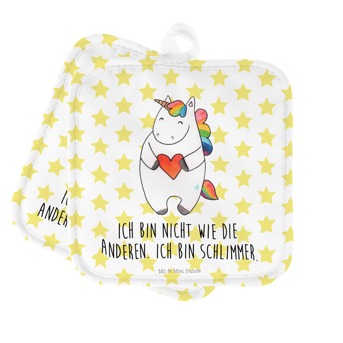 2er Set Topflappen  Einhorn Herz Doppel Topflappen, Topflappen 2er Set, topfhalter, Zwei Topflappen, Topflappen Set, Ofenlappen, Topfuntersetzer, 2er Set Topflappen, Kochlappen, Topflappen im Doppelpack, Topflappen, Topflappenset, Unicorn, Einhorn, Einhörner, Einhorn Deko, Anders, Schlimm, Witzig, Bunt, Lustig, böse, Herz, Freundin