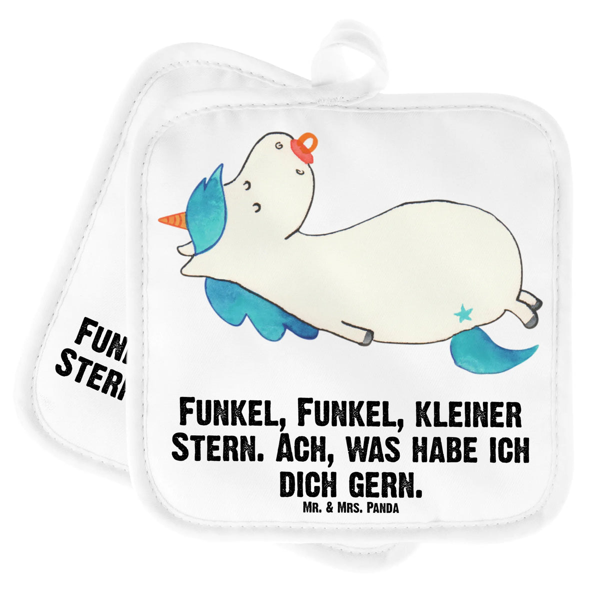 2er Set Topflappen  Einhorn Sternchen