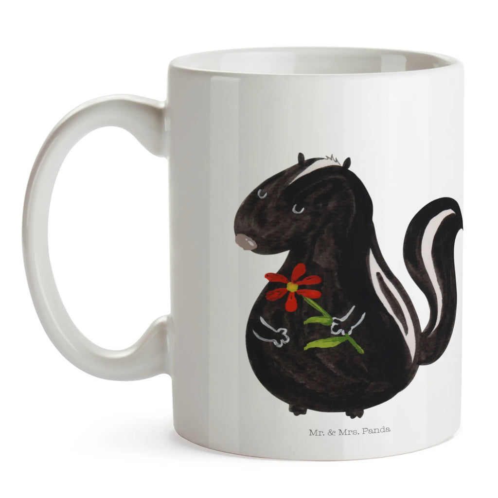 Mug skunk flower Geschenktasse, Tasse mit Motiven, Kaffeetasse, Bürotasse, Keramiktasse, Porzellantasse, Teetasse, Tasse, Tasse mit Zitaten, Stinktier, Skunk, Raubtier, Dreams, Träume, Tagträumer, Stinker, Stinki, Wildtier, verträumt