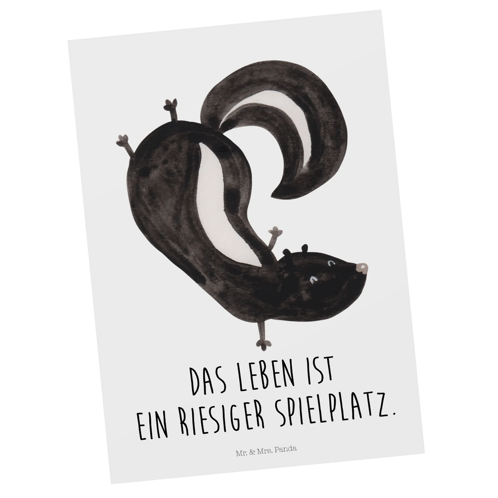 Postcard skunk handstand Einladung, Ansichtskarten, Grußkarte, Dankeskarte, Karte, Einladungskarten Geburtstag, Geburtstagskarte, Postkarte, Einladung Geburtstag, Geschenkkarte, Ansichtskarte, Einladungskarte, Stinktier, Skunk, Kind, Stinki, Raubtier, Wildtier, verpielt, Stinker, Spielplatz