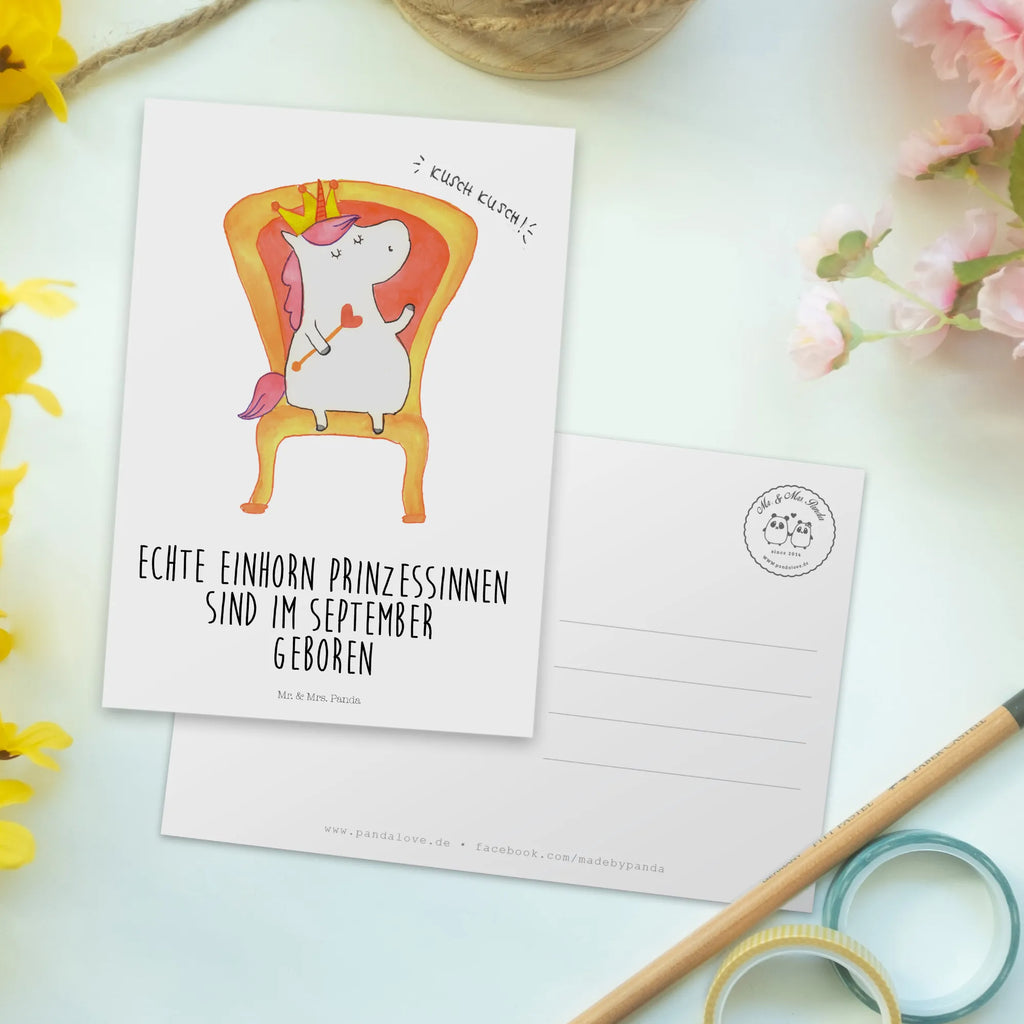 Postcard September postcards, invitation, gift card, card, letter, invitation card, paper, Postcard, gift, unicorn, unicorns, unicornprincess, birthday, girlfriend present, queen, birthday gift, bff gift, present