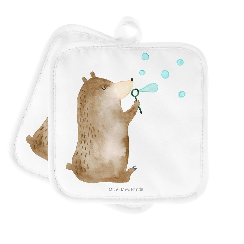 2-elementowy zestaw podkładek pod garnki niedźwiedź bańki mydlane Topflappen Set, Topflappen lustig, Ofenhandschuh, Topflappenset, Topfhandschuhe, Topfuntersetzer, Topflappen, Schöne Topflappen, Topflappen 2er Set, Topflappen mit Spruch, Ofenhandschuhe, Topfhandschuh, Bär, Teddy, Teddybär, Seifenblasen Bär Lustig Sein Glücklich Traurig Happy