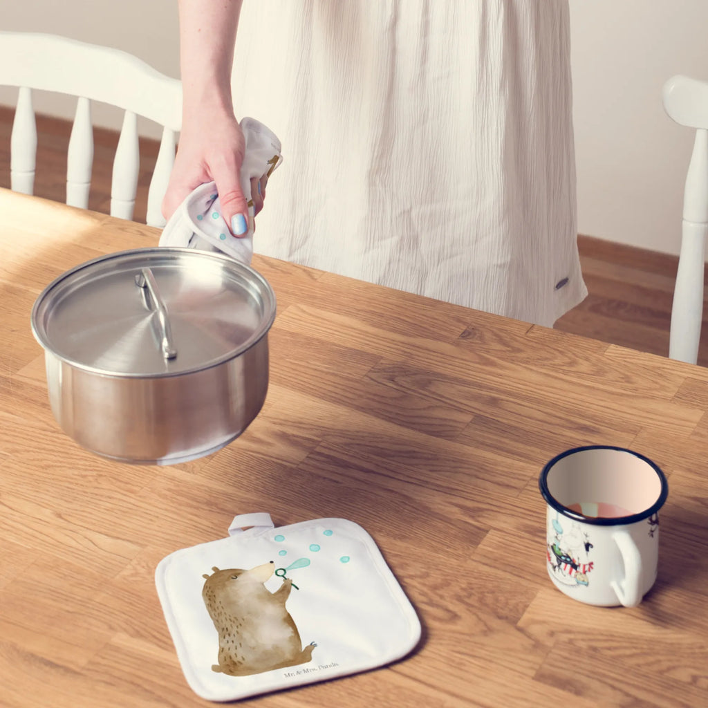 2-elementowy zestaw podkładek pod garnki niedźwiedź bańki mydlane Topflappen Set, Topflappen lustig, Ofenhandschuh, Topflappenset, Topfhandschuhe, Topfuntersetzer, Topflappen, Schöne Topflappen, Topflappen 2er Set, Topflappen mit Spruch, Ofenhandschuhe, Topfhandschuh, Bär, Teddy, Teddybär, Seifenblasen Bär Lustig Sein Glücklich Traurig Happy