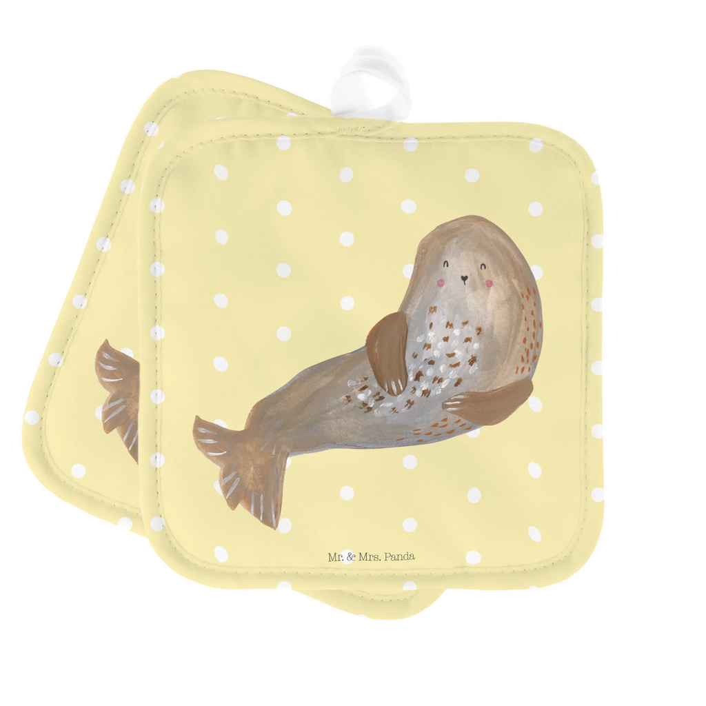 2-elementowy zestaw podkładek pod garnki foka śmiech Topflappen Set, Topflappen 2er Set, Topflappen, Topfhandschuhe, 2er Set Topflappen, topfhalter, Topflappenset, Topfuntersetzer, Gute Laune, Tiermotive, Tiere, Lustige Sprüche, Seehund, Strand, Nordsee, Meerestier, Ostsee, Robben, Robbe