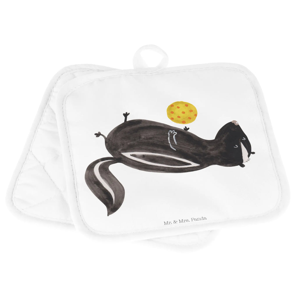 2-elementowy zestaw podkładek pod garnki skunks piłka topfhalter, Topfuntersetzer, Topflappen Set, 2er Set Topflappen, Topfhandschuhe, Topflappenset, Topflappen, Topflappen 2er Set, Stinktier, Skunk, Raubtier, Wildtier, Verspielt, Stinker, Weisheit, Stinki