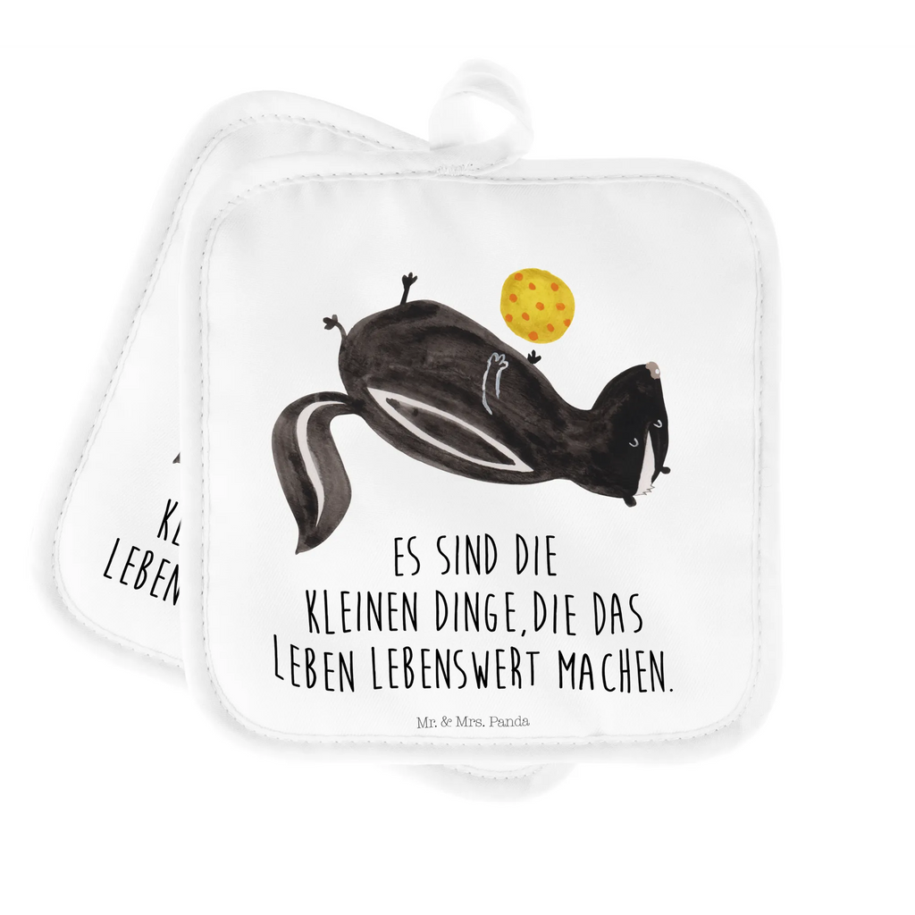 2-elementowy zestaw podkładek pod garnki skunks piłka topfhalter, Topfuntersetzer, Topflappen Set, 2er Set Topflappen, Topfhandschuhe, Topflappenset, Topflappen, Topflappen 2er Set, Stinktier, Skunk, Raubtier, Wildtier, Verspielt, Stinker, Weisheit, Stinki