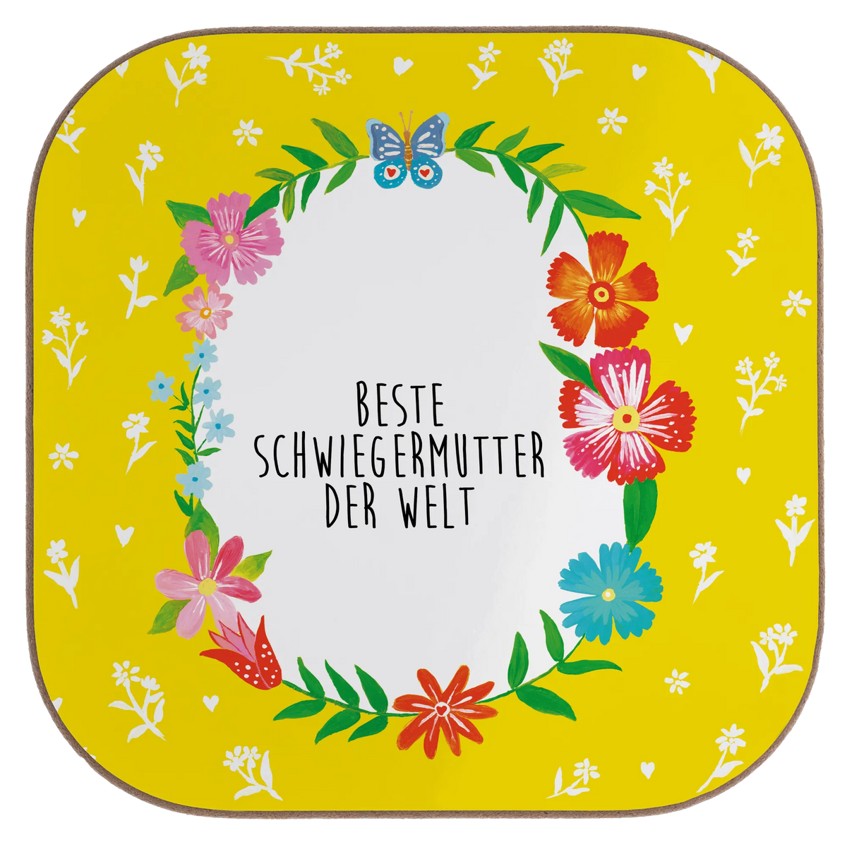 Square coaster Schwiegermutter gift, breakfast, glass coasters, presents, Coasters, gifts, party, Flowers Love Flower