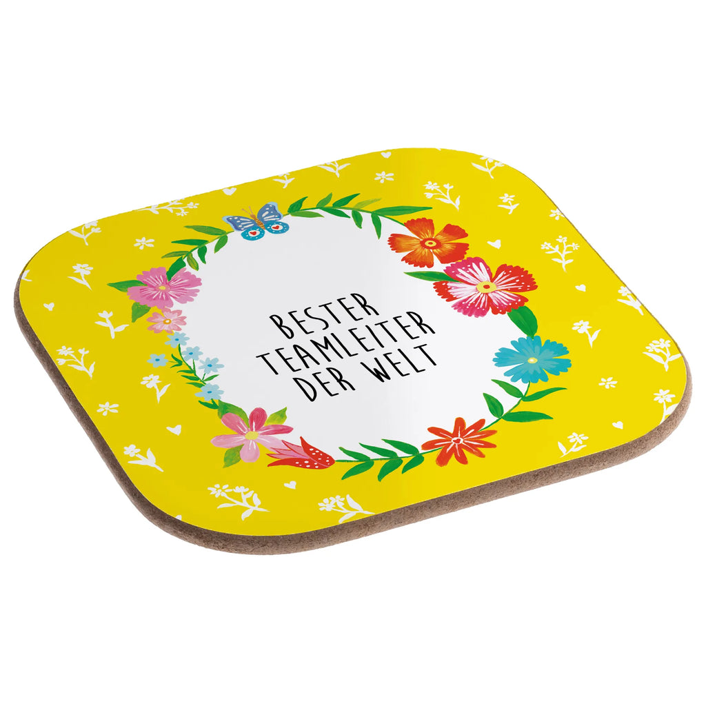 Square coaster Teamleiter presents, party, gifts, Coasters, breakfast, gift, glass coasters, Flowers Love Flower