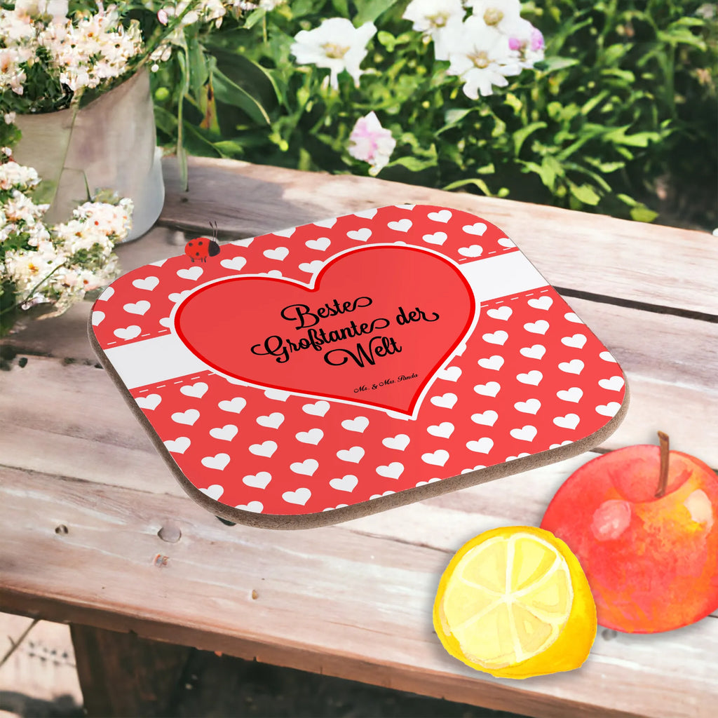 Square coaster Großtante gifts, breakfast, Coasters, glass coasters, party, presents, gift, Heart Love In Love Thank You Birthday Best Best Thank You