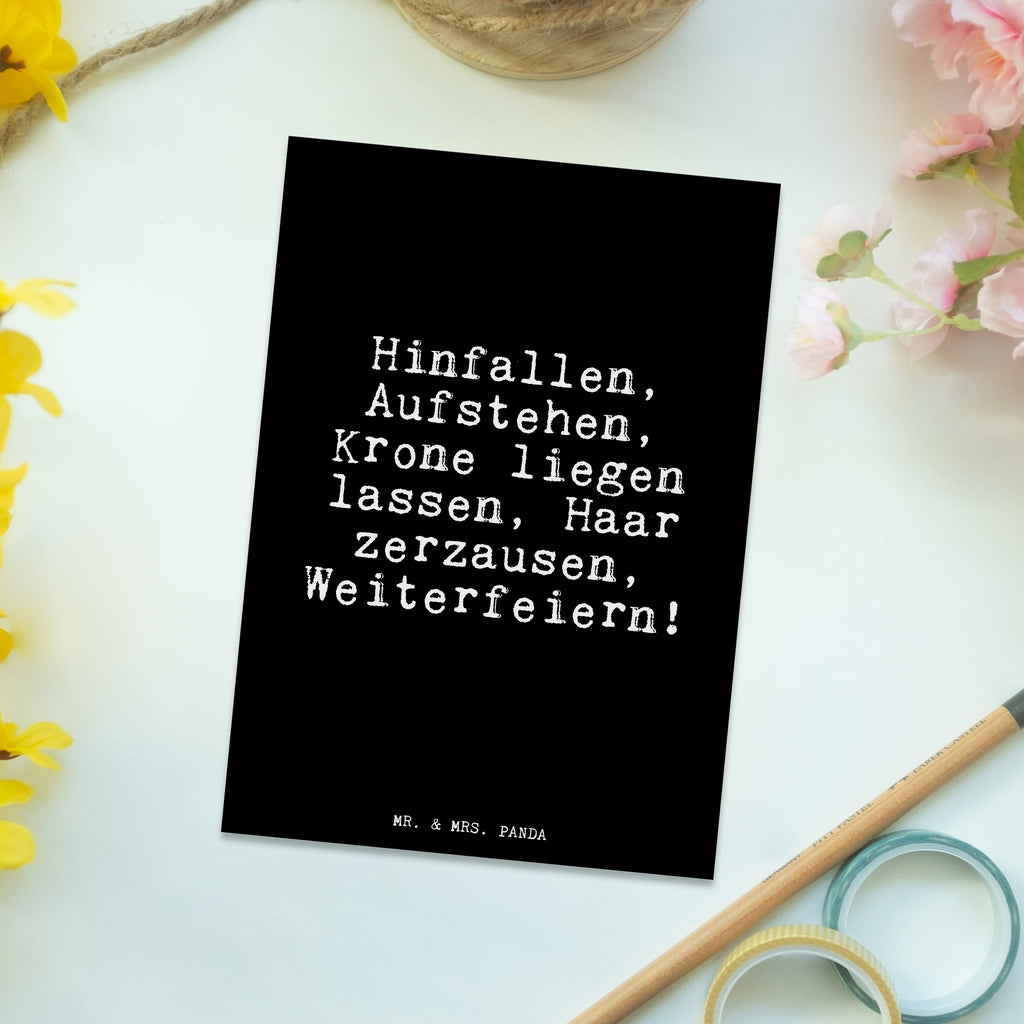 Postcard Hinfallen, Aufstehen, Krone liegen... letter, invitation, card, invitation card, Postcard, postcards, gift, paper, gift card, saying, sayings, funny, wisdom, quotes, Glizzer Spell Proverbs Wisdom Quotes Funny Wisdom Words