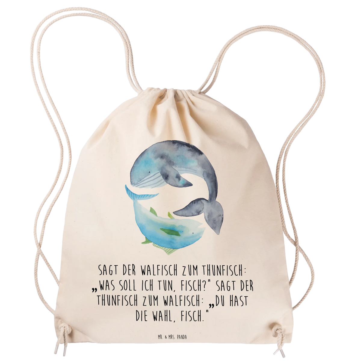 Drawstring bag whale tuna card, gift ideas, gifts, small animals, cute, cute animal motives, hand drawn, funny sayings, good mood, special gifts, animal lover, saying funny, joke, whale, word joke funny, choice, tuna, flat joke, flat joke gift, saying of the day