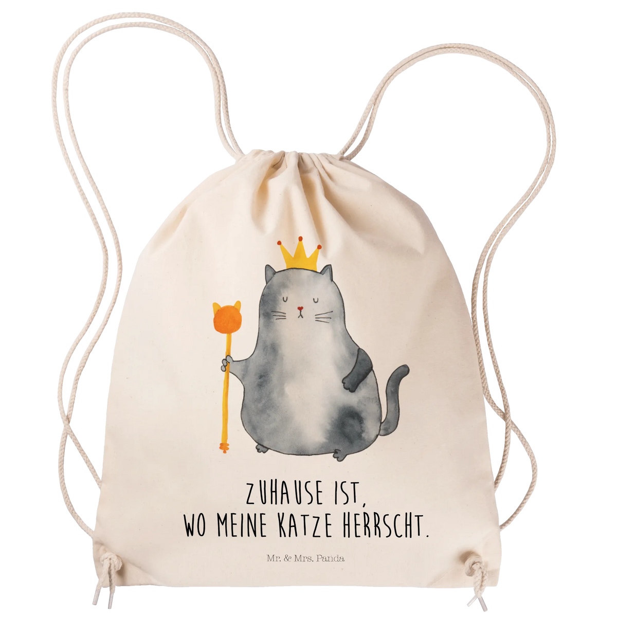 Drawstring bag Cat king animal lover, tomcat, kitty, meow, kitten, housecat, mama cat, love cats, cat image, cat fan, cat lover, cat fancier, cat decoration, gift for cat lover, cat owner, funny cats, cat sayings, cat motto, funny cat gifts, fan merchandise, cat stuff, pet, king, moving in, move, first own apartment, tenement, apartment, pussy