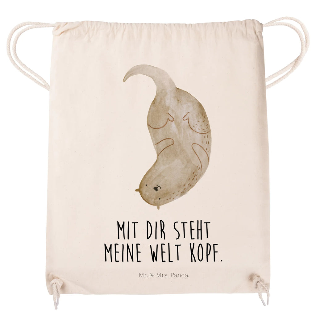 Drawstring bag otter upside down sports bag, gym bag, carrier bag, hipster, jute bag, bag, otter, marten, sea otter, European otter, water mammal, aquatic animal, baby otter, predator, water, otter gifts, animal lover, gift ideas for animal lovers, animal, mammal, water animal, gifts for people in love, Otter Sea Otter Lake Otter