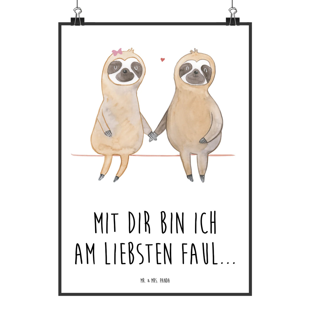 Poster sloth pair Bild, Posterdruck, Wanddeko Bild, kunst für die wand, Wandschmuck, Wandposter, Designposter, kunstposter, wanddeko, Kunstdruck, Plakat, grafikposter, wanddruck, Wandbild, Wanddekoration, Mr. & Mrs. Panda Poster, Deko Bild, kunstdruck poster, wandkunst, Poster, Bild für Wand, drucke, Faultier Deko, Faultier Geschenk, Faultier, Verlobt, Pärchen, Relaxen, Faultierliebe, Langsamkeit, Verliebt, Gemeinsam, Liebespaar, Faultiere, Faultierpärchen, Beziehung, faul, Liebe, Lieblingstier