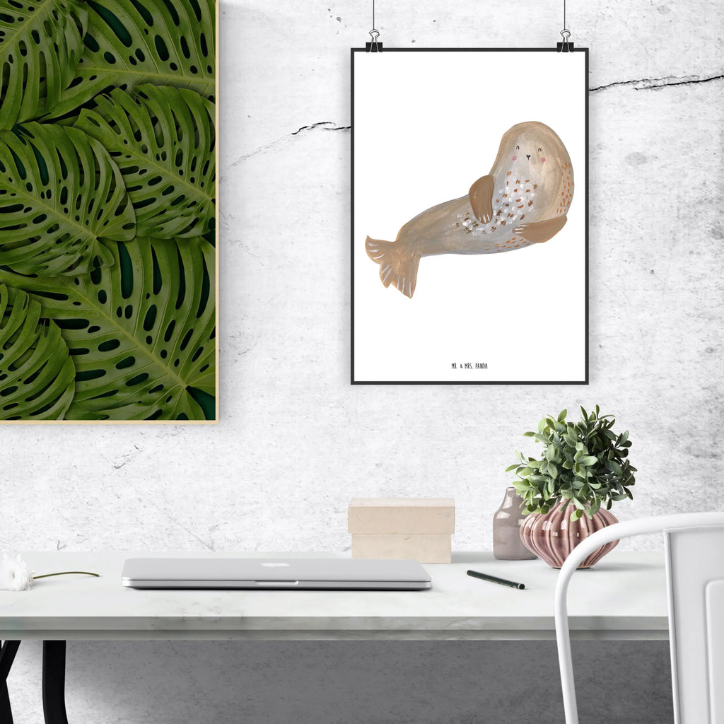 Poster Robbe Lachen Posterdruck, Deko Bild, Wandbild, Plakat, Wanddeko Bild, kunst für die wand, Mr. & Mrs. Panda Poster, Poster, wanddruck, Wandschmuck, grafikposter, Wanddekoration, kunstposter, Wandposter, drucke, wandkunst, wanddeko, kunstdruck poster, Bild, Designposter, Bild für Wand, Kunstdruck, Gute Laune, Tiermotive, Tiere, Lustige Sprüche, Meerestier, Ostsee, Robben, Strand, Robbe, Seehund, Nordsee
