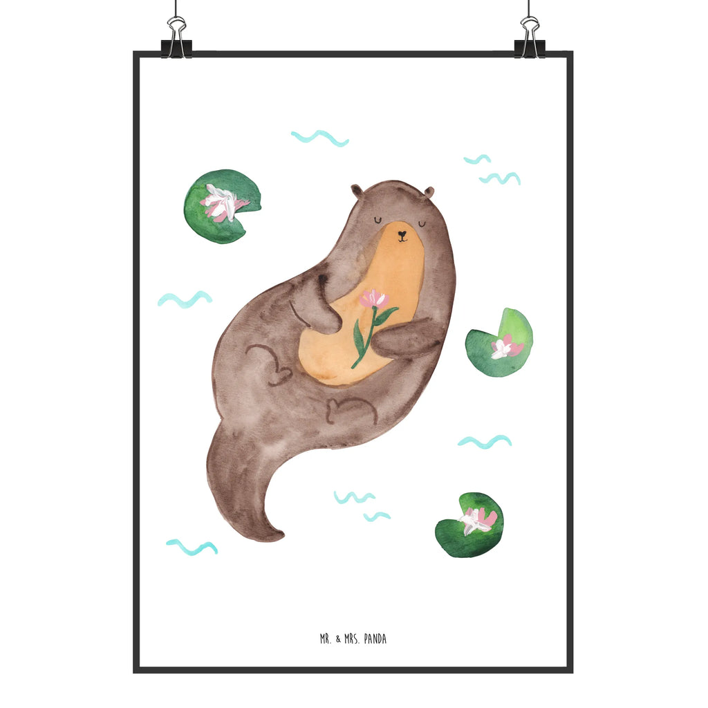 Plakat wydra lilia wodna Kunstdruck, Wandposter, Kinderposter, Bild, Handgemaltes Poster, Wanddeko, Wanddeko Bild, Mr. & Mrs. Panda Poster, Raumdekoration, Posterdruck, Küchenposter, Designposter, Wanddekoration, Poster, Otter, Fischotter, Seeotter, Otter Seeotter See Otter