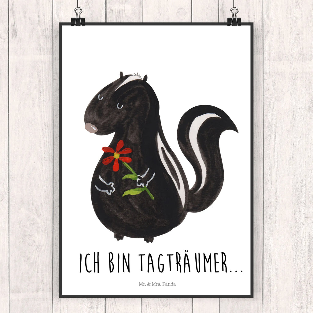 Poster Stinktier Blume kunst für die wand, Plakat, Bild für Wand, grafikposter, Deko Bild, Bild, Mr. & Mrs. Panda Poster, drucke, wandkunst, Wanddeko Bild, Wandposter, Kunstdruck, Wandschmuck, Wandbild, wanddruck, Wanddekoration, kunstposter, Poster, wanddeko, kunstdruck poster, Designposter, Posterdruck, Stinktier, Skunk, Raubtier, Stinker, Tagträumer, Träume, Verträumt, Stinki, Wildtier, Dreams