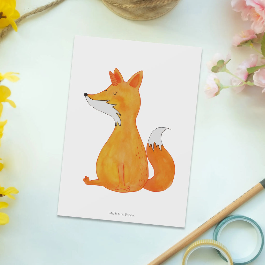 Postcard unicorn Fox gift card, Postcard, paper, card, postcards, invitation card, gift, invitation, letter, unicorn, unicorns, foxycorn, fox, fox horns, foxes
