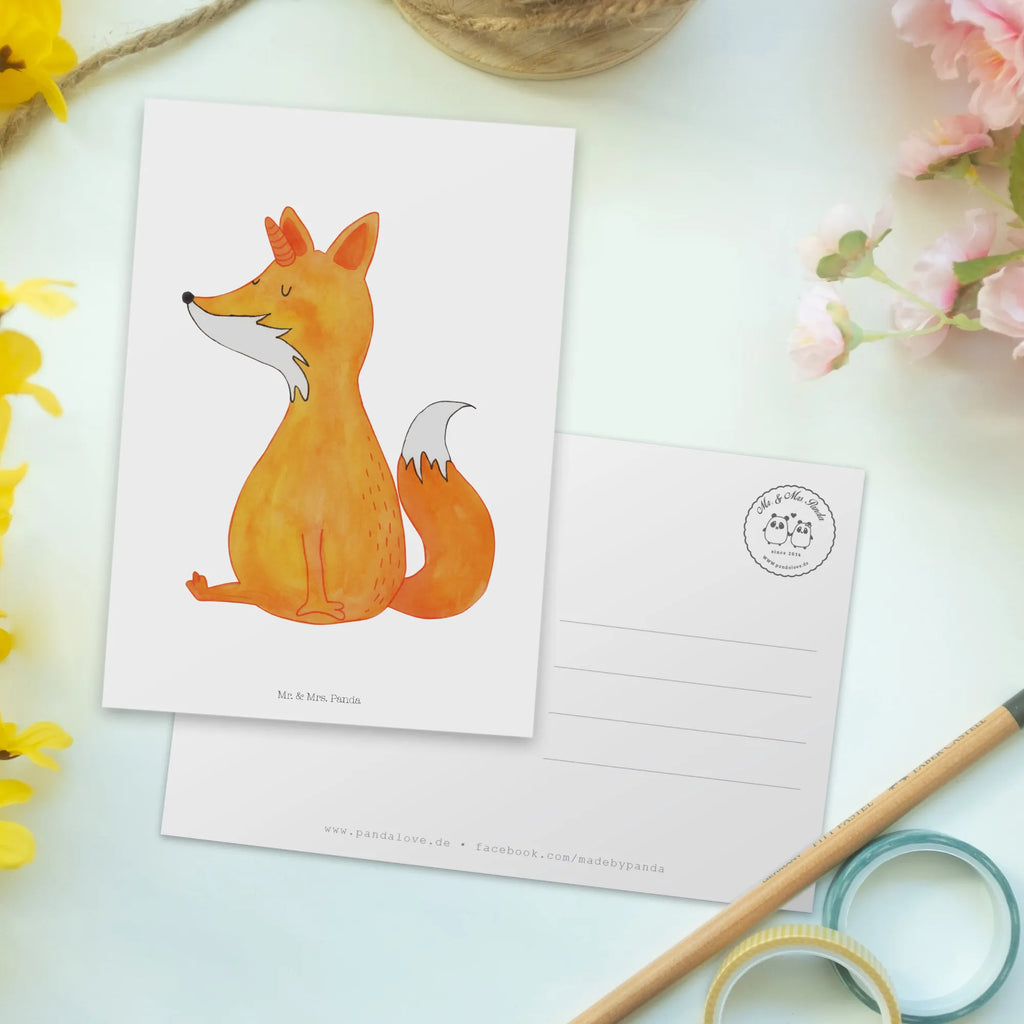 Postcard unicorn Fox gift card, Postcard, paper, card, postcards, invitation card, gift, invitation, letter, unicorn, unicorns, foxycorn, fox, fox horns, foxes