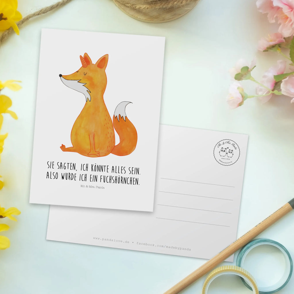 Postcard unicorn Fox gift card, Postcard, paper, card, postcards, invitation card, gift, invitation, letter, unicorn, unicorns, foxycorn, fox, fox horns, foxes