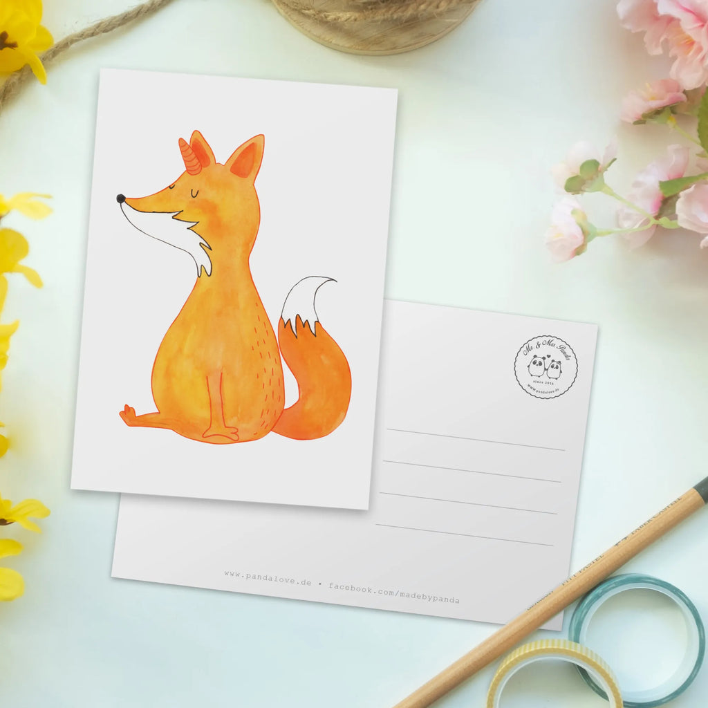 Postcard unicorn Wish gift, gift card, card, invitation card, Postcard, letter, postcards, invitation, paper, unicorn, unicorns, fox, foxycorn, fox horns, foxes