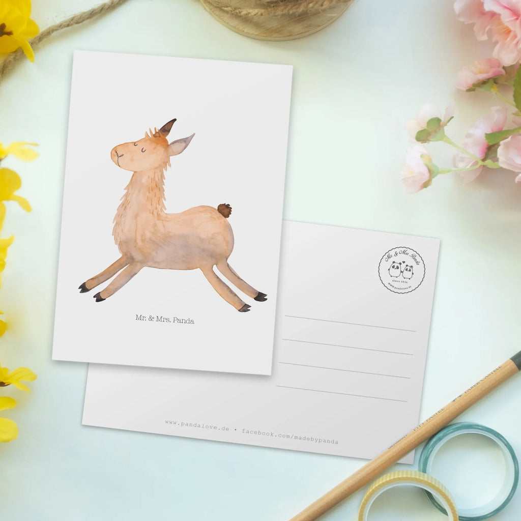 Postcard lama Jump letter, card, Postcard, invitation, gift, gift card, invitation card, paper, postcards, Llama, llama, alpaca, trendy animal, happy, girlfriend, heartache, good morning, exam, new start, Lama, favourite day, start, luck, happy day, graduation, llamas