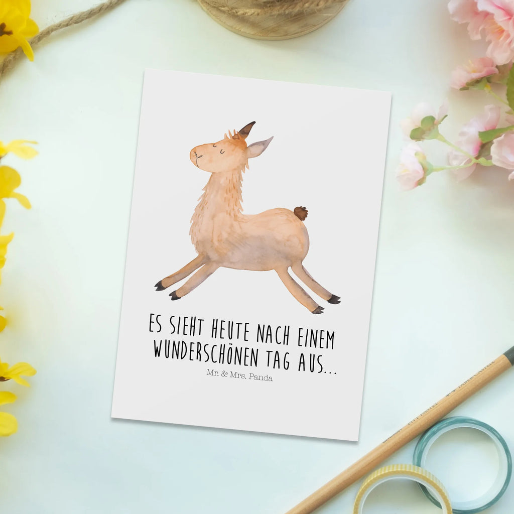 Postcard lama Jump letter, card, Postcard, invitation, gift, gift card, invitation card, paper, postcards, Llama, llama, alpaca, trendy animal, happy, girlfriend, heartache, good morning, exam, new start, Lama, favourite day, start, luck, happy day, graduation, llamas