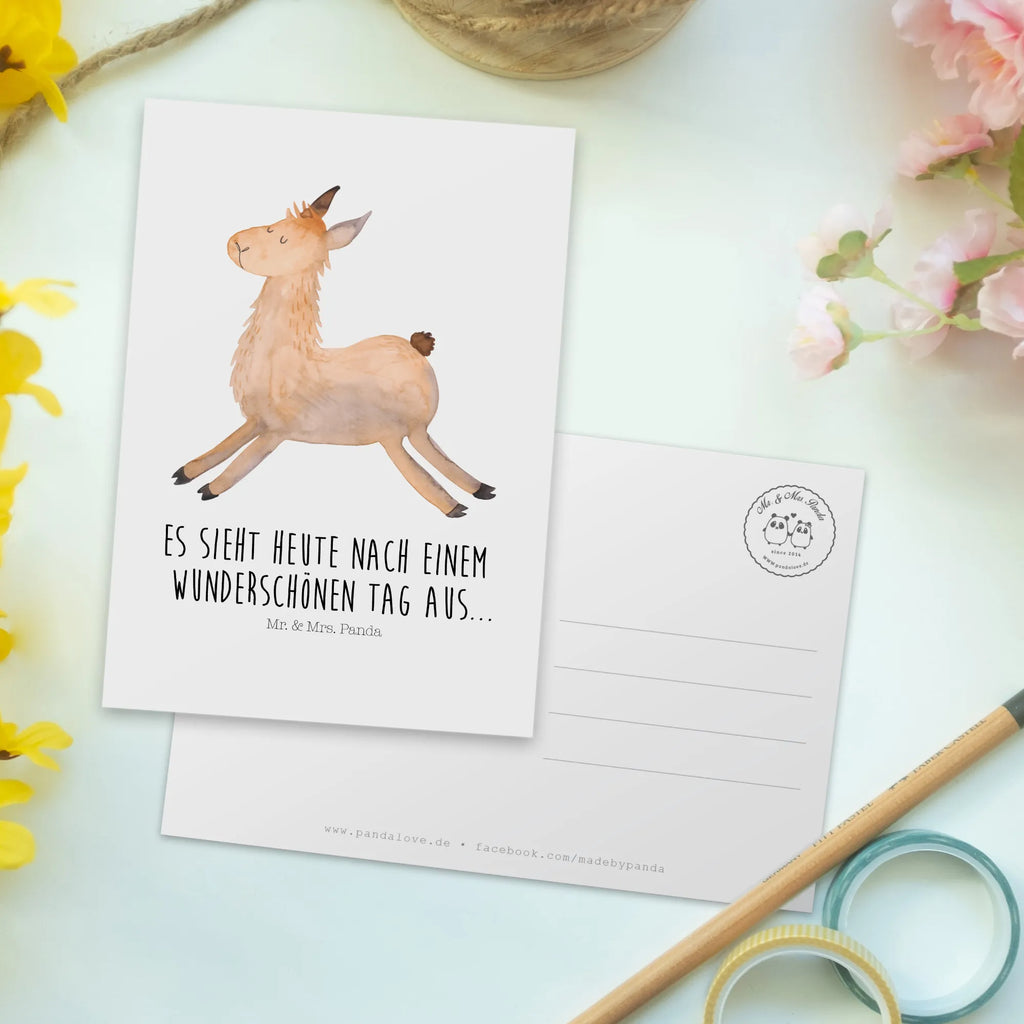 Postcard lama Jump letter, card, Postcard, invitation, gift, gift card, invitation card, paper, postcards, Llama, llama, alpaca, trendy animal, happy, girlfriend, heartache, good morning, exam, new start, Lama, favourite day, start, luck, happy day, graduation, llamas