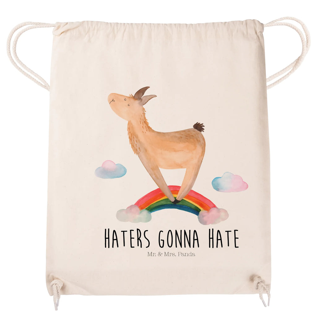 Drawstring bag lama rainbow carrier bag, bag, sports bag, gym bag, hipster, jute bag, Llama, llama, alpaca, trendy animal, Hobby, Cloud country, Rainbow, Lama, Abi, Self-employed, Freedom, Haters gonna hate, Lamas, Outsider, Haters, School