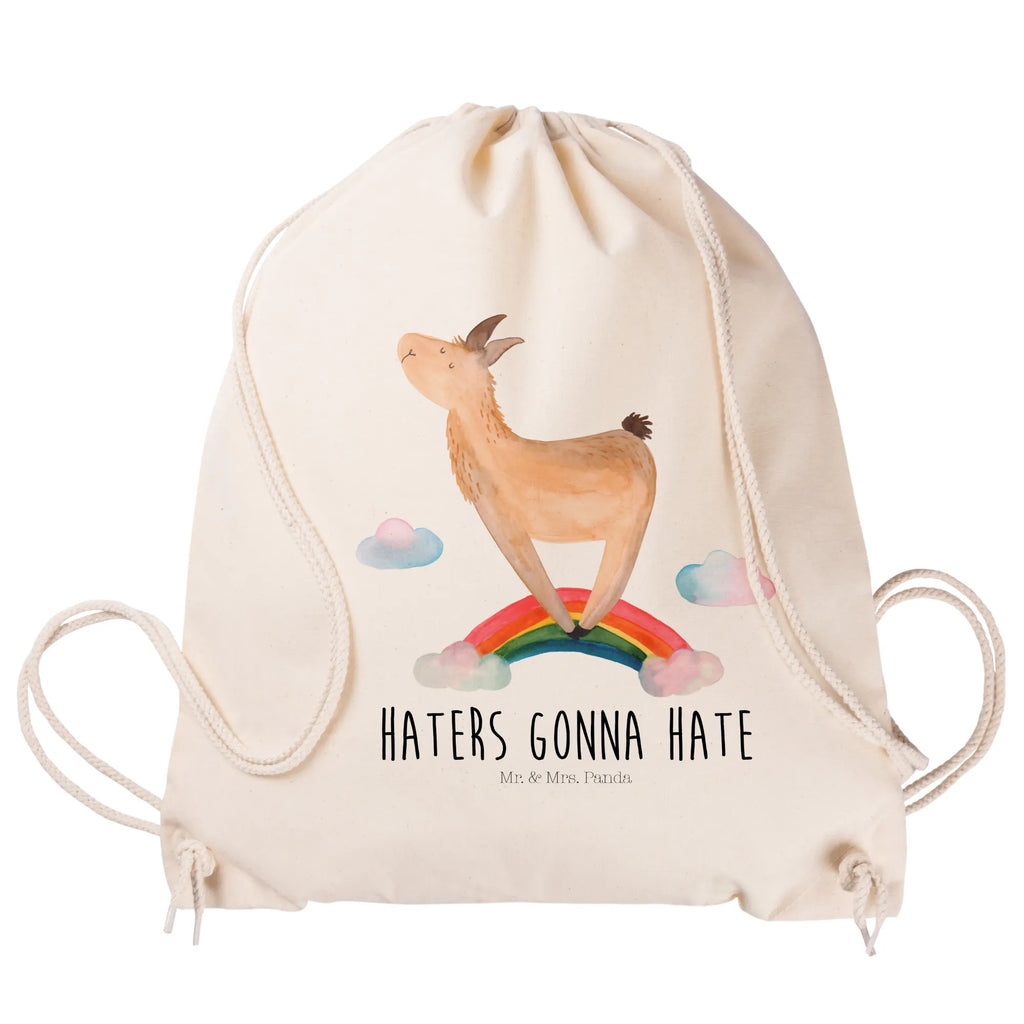 Drawstring bag lama rainbow carrier bag, bag, sports bag, gym bag, hipster, jute bag, Llama, llama, alpaca, trendy animal, Hobby, Cloud country, Rainbow, Lama, Abi, Self-employed, Freedom, Haters gonna hate, Lamas, Outsider, Haters, School