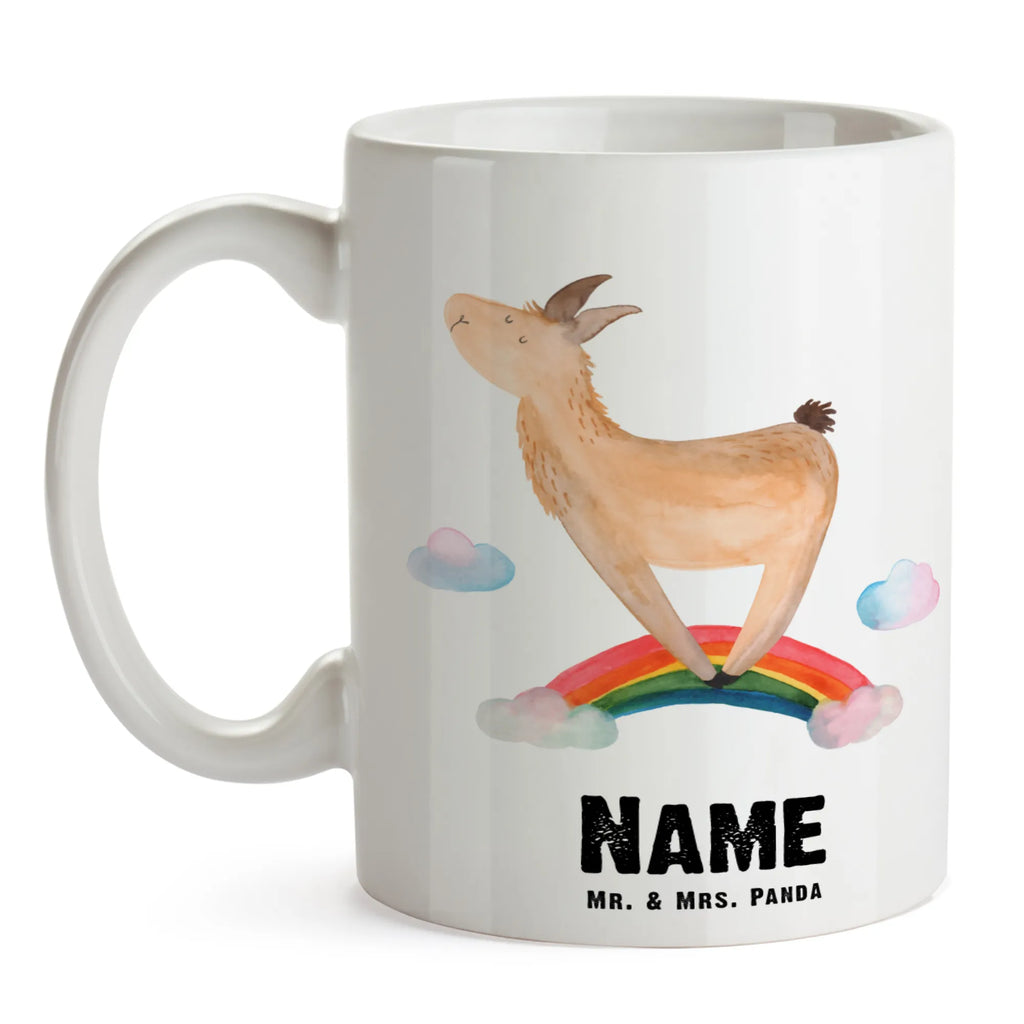 Personalisierte Tasse Lama Regenbogen Drucken, Personalisiert, Personalisierte Tasse, Namen, Tasse mit Namen, Namenstasse, Tasse, Wunschname, Lama, Alpaka, Lamas, Wolkenland, Selbstständig, Regenbogen, Schule, Abi, Hobby, Freiheit, Haters gonna hate, Außenseiter, Haters