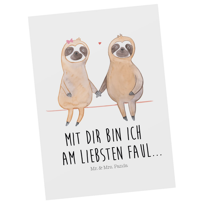 Postkarte Faultier Pärchen