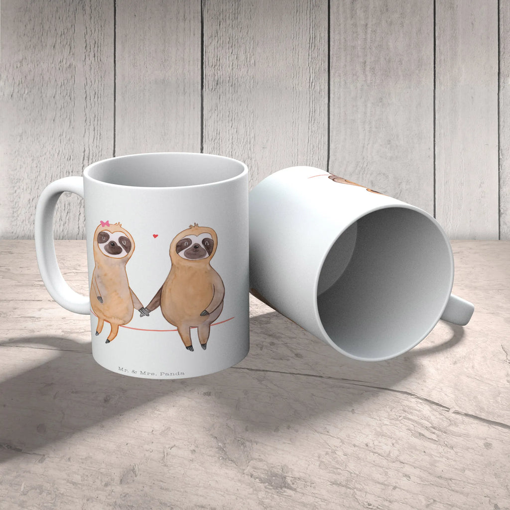 Kubek leniwiec para Teetasse, Tasse, Keramiktasse, Geschenktasse, Porzellantasse, Tasse mit Motiven, Kaffeetasse, Tasse mit Zitaten, Bürotasse, Faultier, Faultier Geschenk, Faultier Deko, Faultierpärchen, Langsamkeit, faul, verliebt, Faultierliebe, Liebespaar, Faultiere, Liebe, Beziehung, gemeinsam, relaxen, Lieblingstier, Pärchen, verlobt