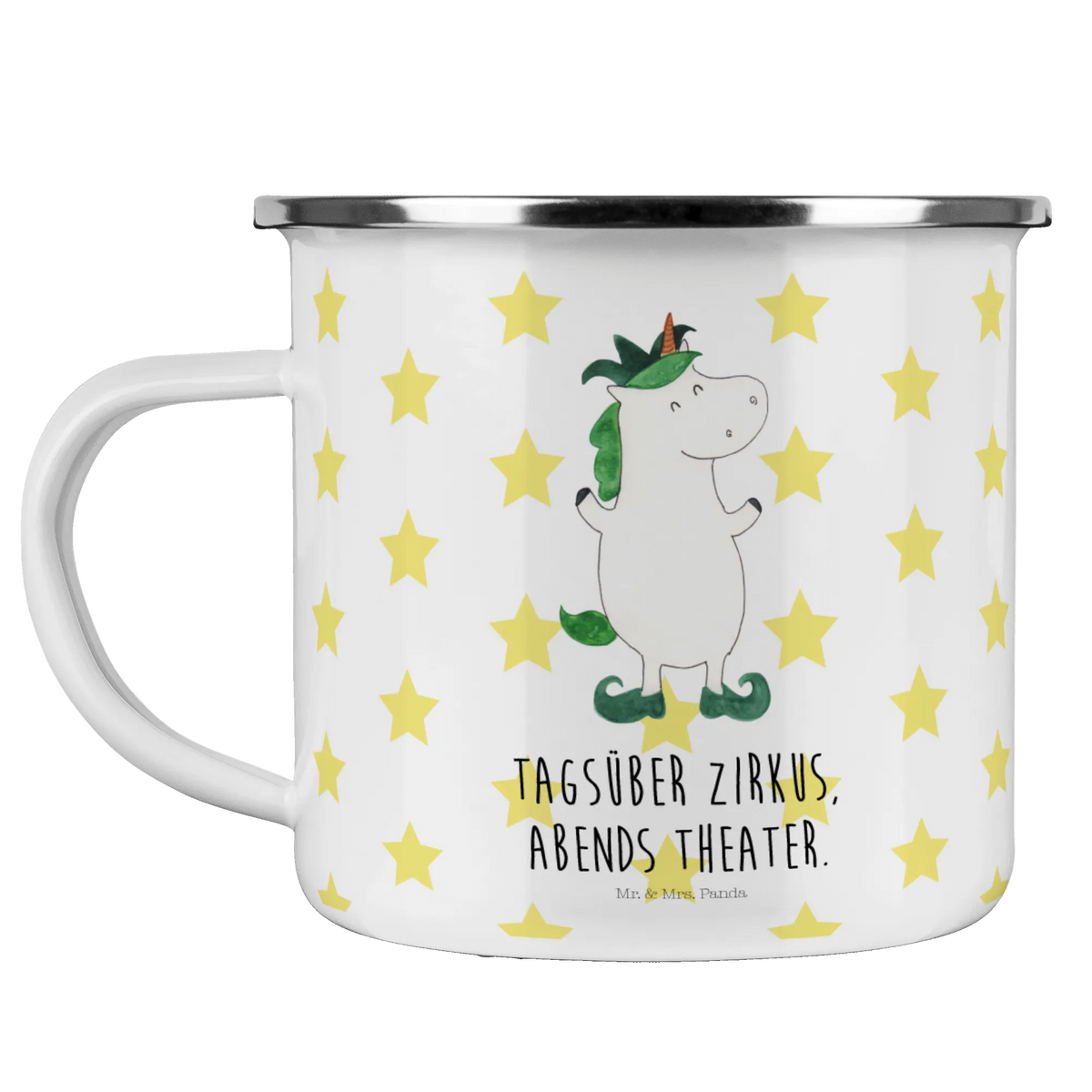 Camping Emaille Tasse Einhorn Joker