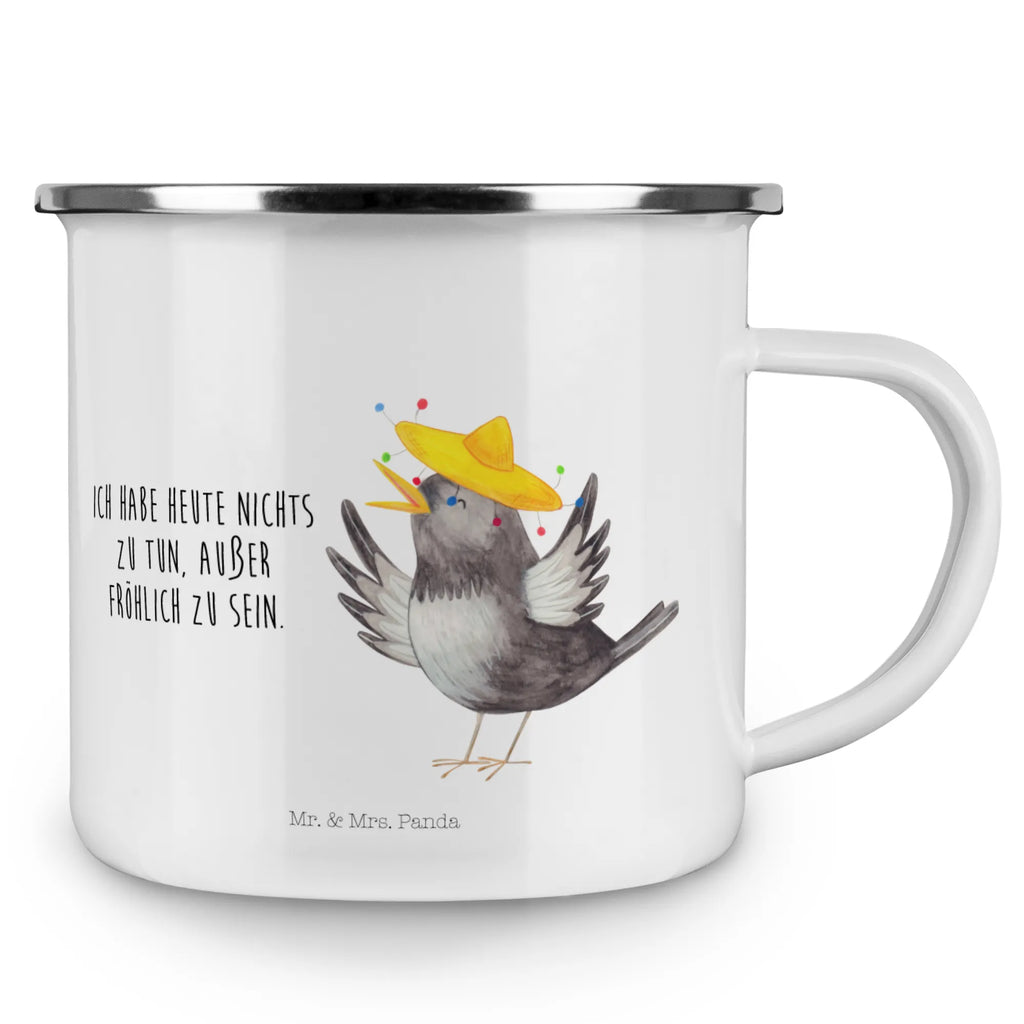 Kempingowy kubek emaliowany kruk Sombrero wandertasse, Metalltasse, Blechtasse, Tasse Emaille, Teebecher, Reisebecher, Kaffeebecher, Campingbecher, Emaille Tasse, wanderbecher, blechbecher, Trinkbecher, Becher, reisetasse, metallbecher, Teetasse, Emaille Becher, Campingtasse, becher emaille, Kaffeetasse, Emailletasse, emaillebecher, Pott, Tasse, Lustige Sprüche, Tiere, Tiermotive, Gute Laune, Vogel, Motivation, Vögel, Fröhlich sein, Elster, Glück Spruch, glücklich sein, Spruch Positiv, Rabe, Froh