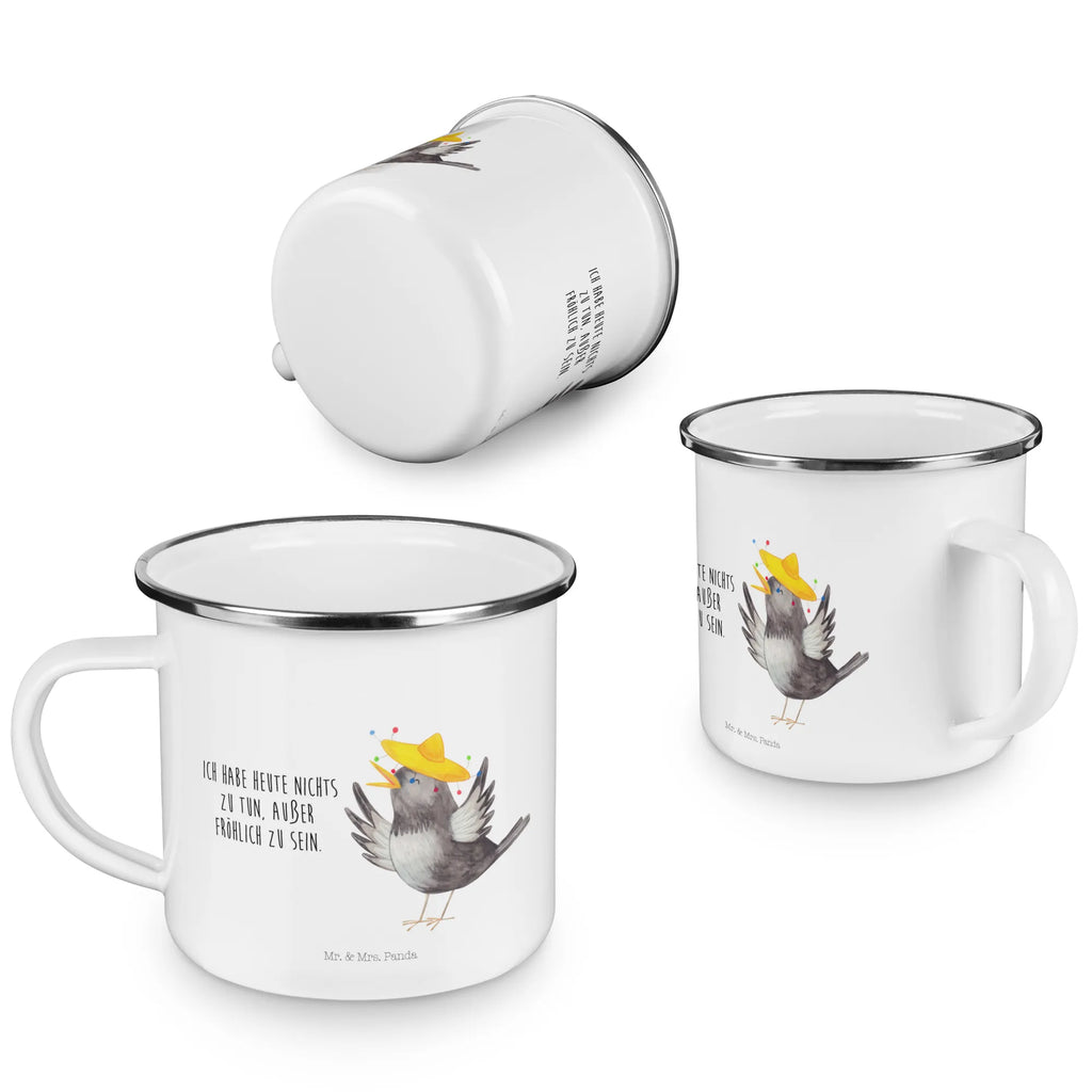 Kempingowy kubek emaliowany kruk Sombrero wandertasse, Metalltasse, Blechtasse, Tasse Emaille, Teebecher, Reisebecher, Kaffeebecher, Campingbecher, Emaille Tasse, wanderbecher, blechbecher, Trinkbecher, Becher, reisetasse, metallbecher, Teetasse, Emaille Becher, Campingtasse, becher emaille, Kaffeetasse, Emailletasse, emaillebecher, Pott, Tasse, Lustige Sprüche, Tiere, Tiermotive, Gute Laune, Vogel, Motivation, Vögel, Fröhlich sein, Elster, Glück Spruch, glücklich sein, Spruch Positiv, Rabe, Froh