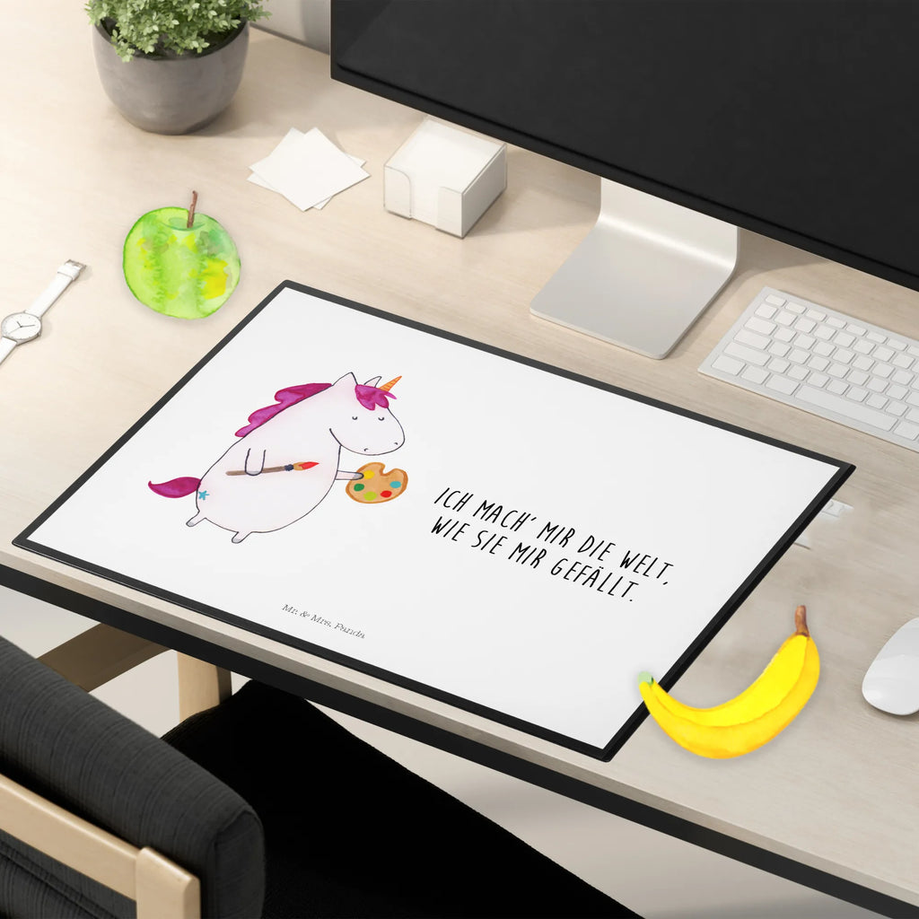 Schreibtischunterlage Einhorn Künstler Schreibwaren, Büroartikel, Schreibtischauflage, Schreibunterlage, Schreibtischunterlage Groß, Bürobedarf, Schreibtisch Unterlagen, Einhorn, Einhörner, Einhorn Deko, Unicorn, Pinsel, Maler, Farbe, Zeichnen, Geschenk, Welt, Englisch, Künstler, Malen, Artist, Stift