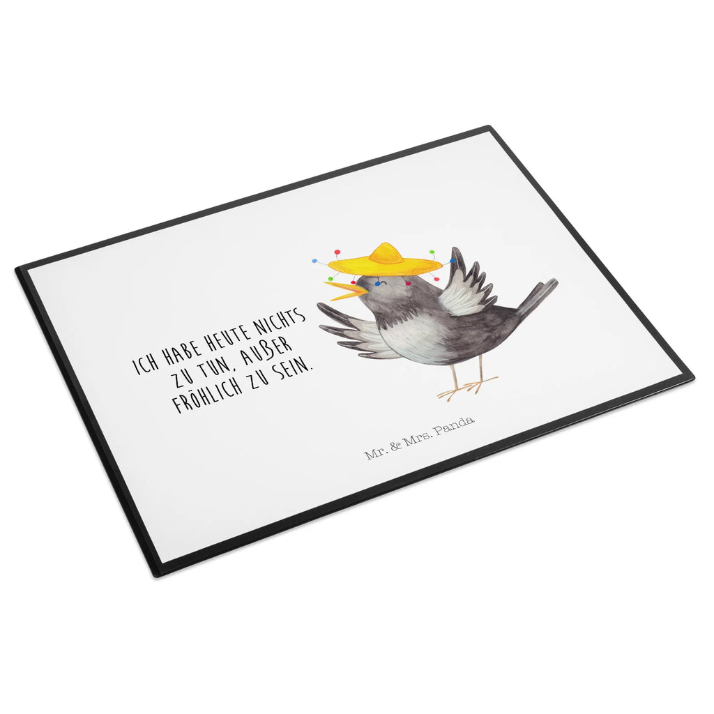 Schreibtischunterlage Rabe mit Sombrero Büroartikel, Schreibwaren, Schreibtisch Unterlagen, Schreibunterlage, Bürobedarf, Schreibtischauflage, Schreibtischunterlage Groß, Tiermotive, Gute Laune, lustige Sprüche, Tiere, Rabe, glücklich sein, Spruch positiv, Glück Spruch, froh, Elster, Vogel, fröhlich sein, Vögel, Motivation