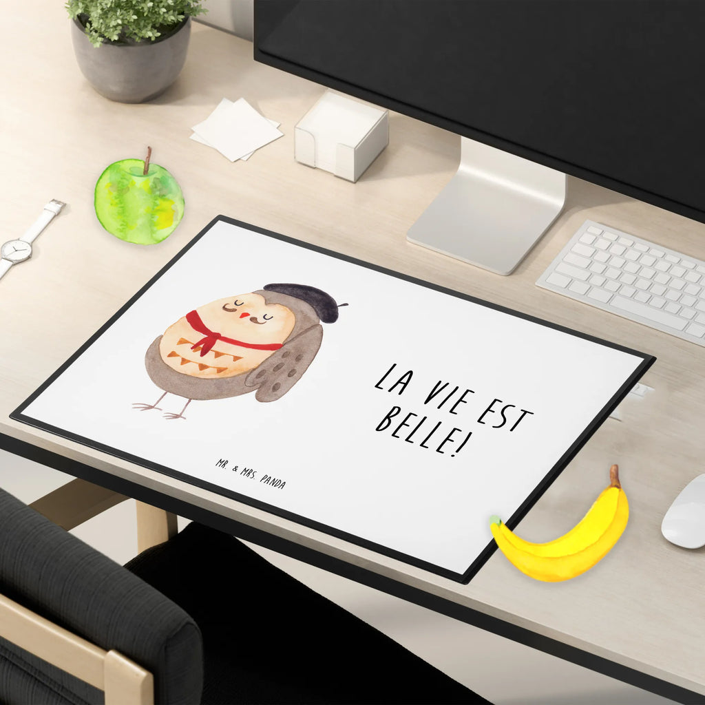 Schreibtischunterlage Eule Französisch Schreibwaren, Büroartikel, Schreibunterlage, Schreibtisch Unterlagen, Bürobedarf, Schreibtischunterlage Groß, Schreibtischauflage, Eule, La vie est belle, Spruch schön, Eulen, Owl, das Leben ist schön, Spruch Französisch, hibou, Frankreich, Eule Deko