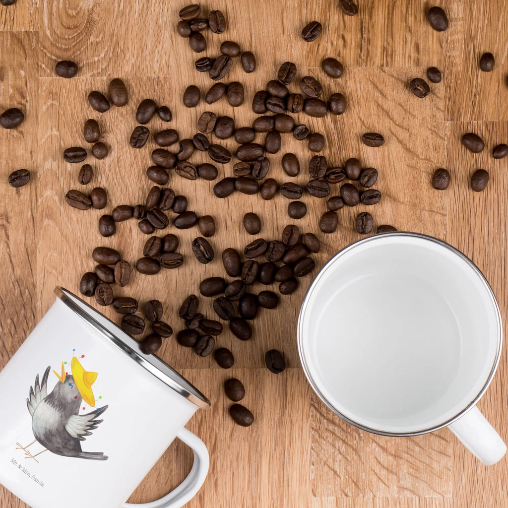 Kempingowy kubek emaliowany kruk Sombrero wandertasse, Metalltasse, Blechtasse, Tasse Emaille, Teebecher, Reisebecher, Kaffeebecher, Campingbecher, Emaille Tasse, wanderbecher, blechbecher, Trinkbecher, Becher, reisetasse, metallbecher, Teetasse, Emaille Becher, Campingtasse, becher emaille, Kaffeetasse, Emailletasse, emaillebecher, Pott, Tasse, Lustige Sprüche, Tiere, Tiermotive, Gute Laune, Vogel, Motivation, Vögel, Fröhlich sein, Elster, Glück Spruch, glücklich sein, Spruch Positiv, Rabe, Froh