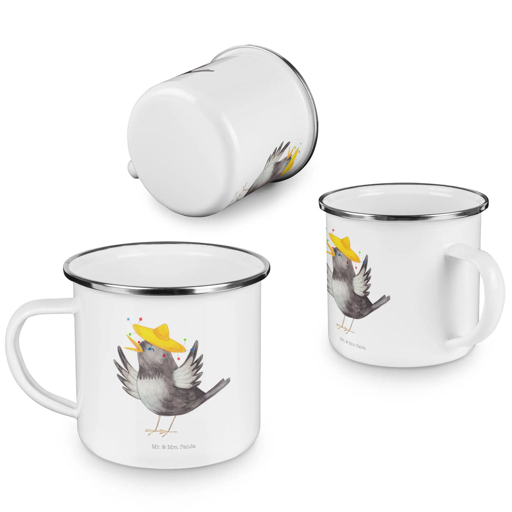 Kempingowy kubek emaliowany kruk Sombrero wandertasse, Metalltasse, Blechtasse, Tasse Emaille, Teebecher, Reisebecher, Kaffeebecher, Campingbecher, Emaille Tasse, wanderbecher, blechbecher, Trinkbecher, Becher, reisetasse, metallbecher, Teetasse, Emaille Becher, Campingtasse, becher emaille, Kaffeetasse, Emailletasse, emaillebecher, Pott, Tasse, Lustige Sprüche, Tiere, Tiermotive, Gute Laune, Vogel, Motivation, Vögel, Fröhlich sein, Elster, Glück Spruch, glücklich sein, Spruch Positiv, Rabe, Froh