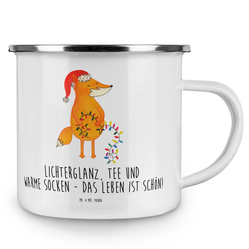 Kempingowy kubek emaliowany lis Boże Narodzenie Zima, Boże Narodzenie, dekoracje świąteczne, Mikołaj, Adwent, Wigilia, zimowy motyw