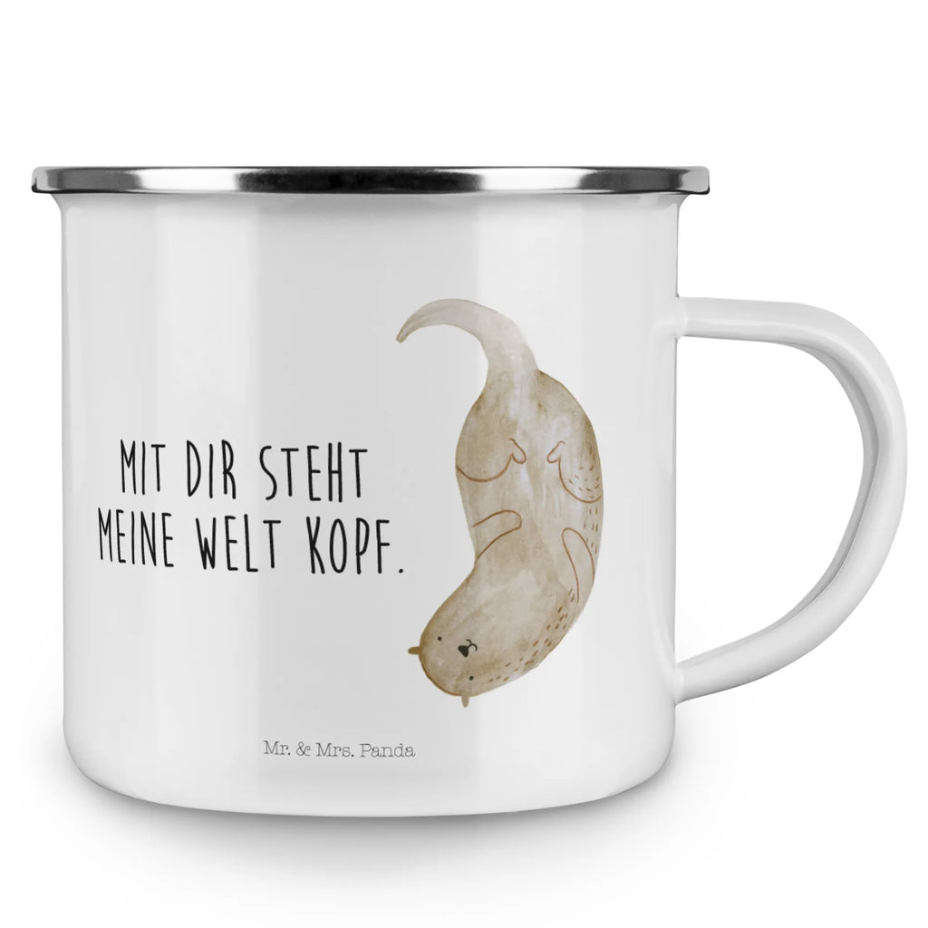 Enamel camping mug otter upside down Pott, Trinkbecher, Emaille Becher, Teetasse, wanderbecher, Tasse Emaille, Becher, metallbecher, Kaffeetasse, Blechtasse, Emaille Tasse, Reisebecher, Campingbecher, emaillebecher, blechbecher, Metalltasse, wandertasse, reisetasse, Teebecher, Campingtasse, Tasse, becher emaille, Emailletasse, Kaffeebecher, Otter, Seeotter, Fischotter, Otter Seeotter See Otter