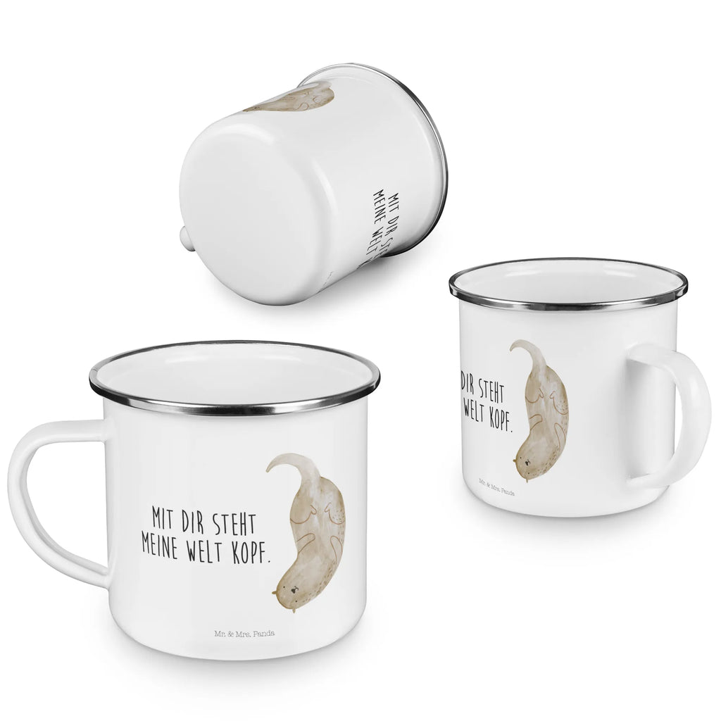 Enamel camping mug otter upside down Pott, Trinkbecher, Emaille Becher, Teetasse, wanderbecher, Tasse Emaille, Becher, metallbecher, Kaffeetasse, Blechtasse, Emaille Tasse, Reisebecher, Campingbecher, emaillebecher, blechbecher, Metalltasse, wandertasse, reisetasse, Teebecher, Campingtasse, Tasse, becher emaille, Emailletasse, Kaffeebecher, Otter, Seeotter, Fischotter, Otter Seeotter See Otter